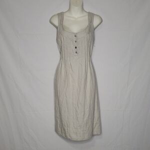 Malvin I Love Linen Womens Pleated Shirt Dress Size 8 Oatmeal Minimalist Coastal